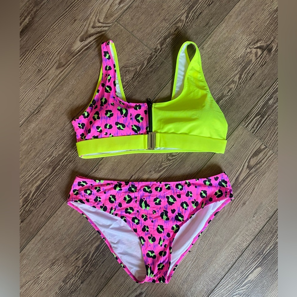 Neon animal print bikini